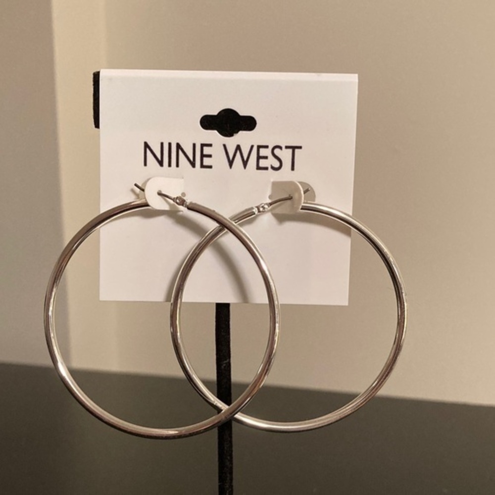 Nine West Classic Silver Hoop Earrings